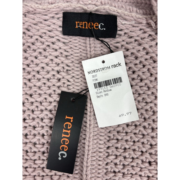 Renee C. Chunky Knit Cardigan Open Front Women's Medium Pink NWT - Picture 11 of 13